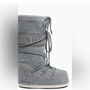 Moon Boot Icon Tall Grey Felt Snow Ski Boots 39/41=8-9.5US
